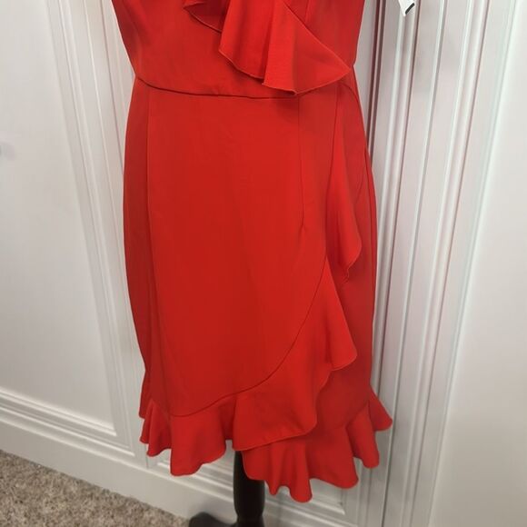 Trina Turk‎ Red Ruffled Wrap Mini Dress 8 - Picture 4 of 8